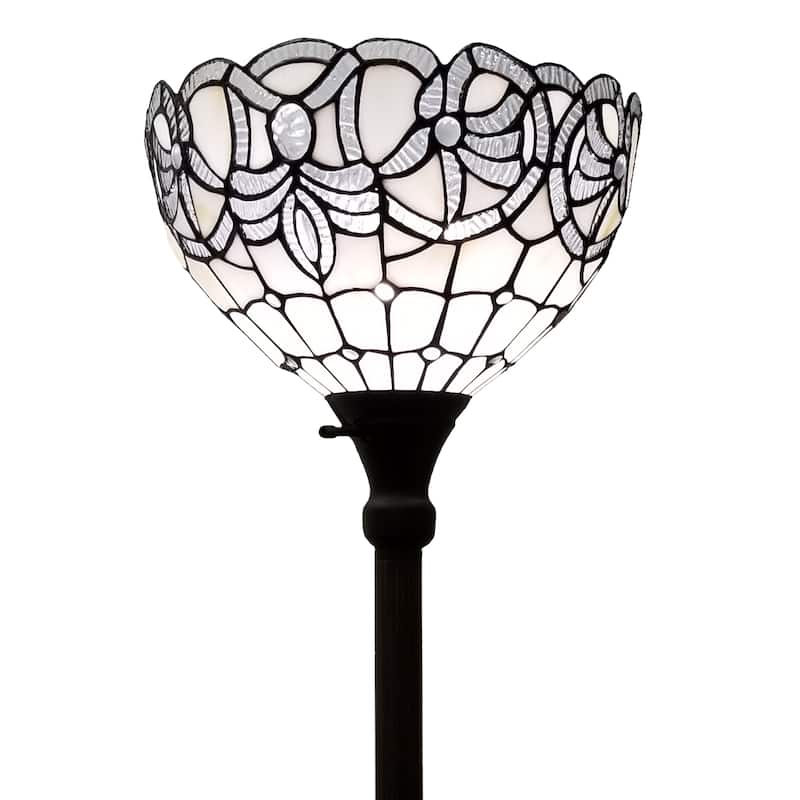 Tiffany Style White Torchiere Floor Lamp 72" Tall AM284FL12B Amora Lighting