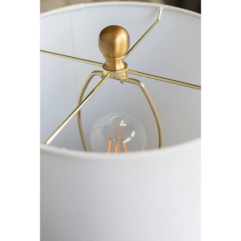 13x13x26" Marble Table Lamp with a white fabric drum shade