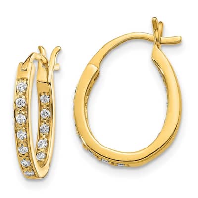Curata 14k Diamond In Out Hoop Earrings - 15x14mm Wide 2mm Thick
