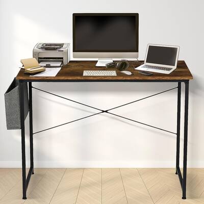 Stylish Storage Compact 47-Inch Writing Desk - Ideal for Small Spaces in Home or Bedroom