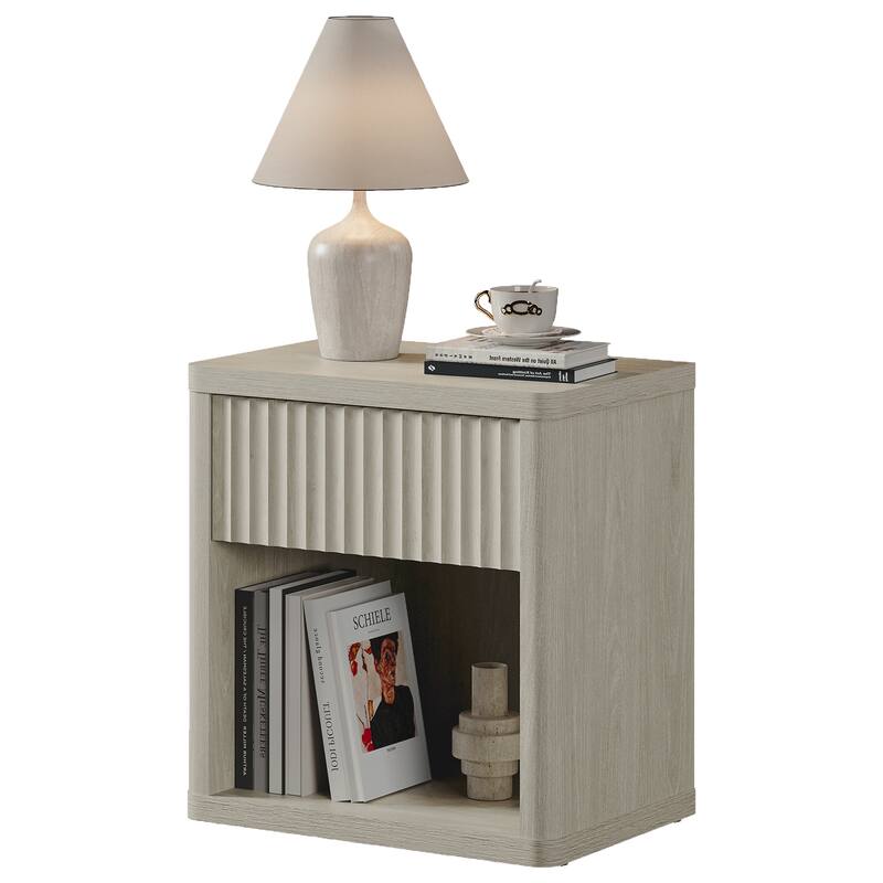 SICOTAS Nightstand with 1 Drawer and Open Storage