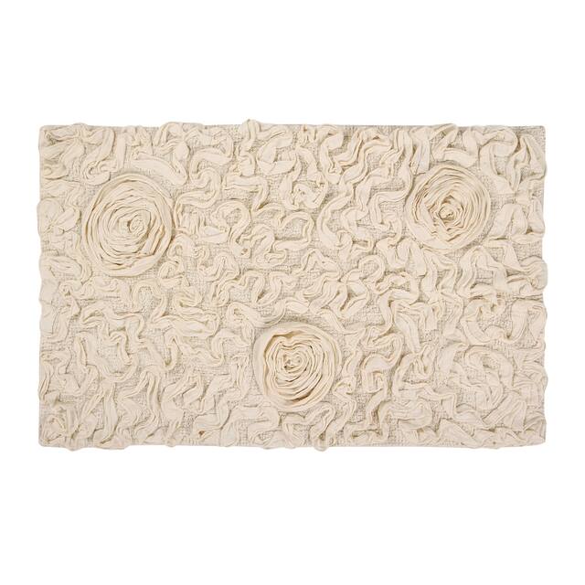 Home Weavers Bellflower Collection Absorbent Cotton Machine Washable Bath Rug - Ivory