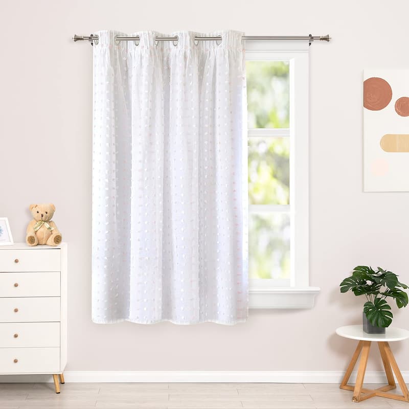 DriftAway Lily White Pinch Pleated Voile Sheer Blackout Curtain - 52" Width X 63" Length - Pink