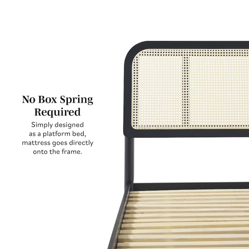 Middlebrook Designs Boho Curved Rattan Headboard Queen Bedframe