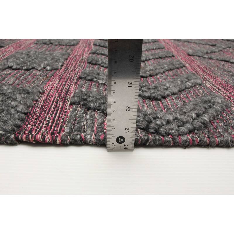 ECARPETGALLERY Braid weave Sienna Grey Wool Rug - 5'1 x 8'0