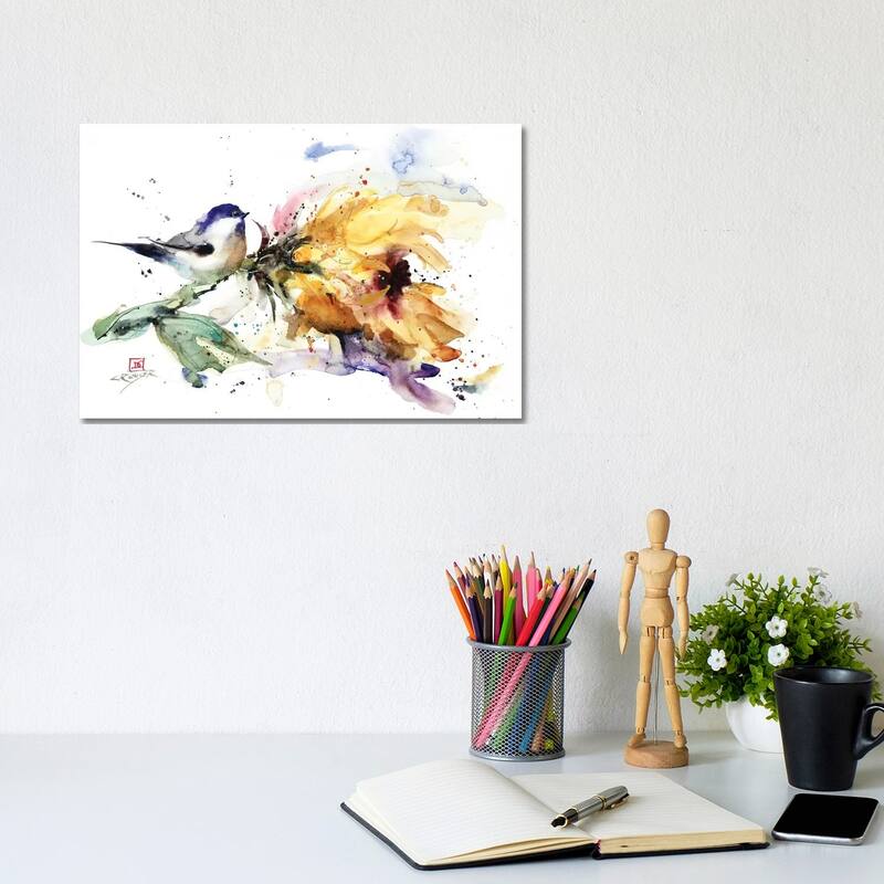 iCanvas "Chickadee and Sunflower" by Dean Crouser Canvas Print - 8x12x0.75
