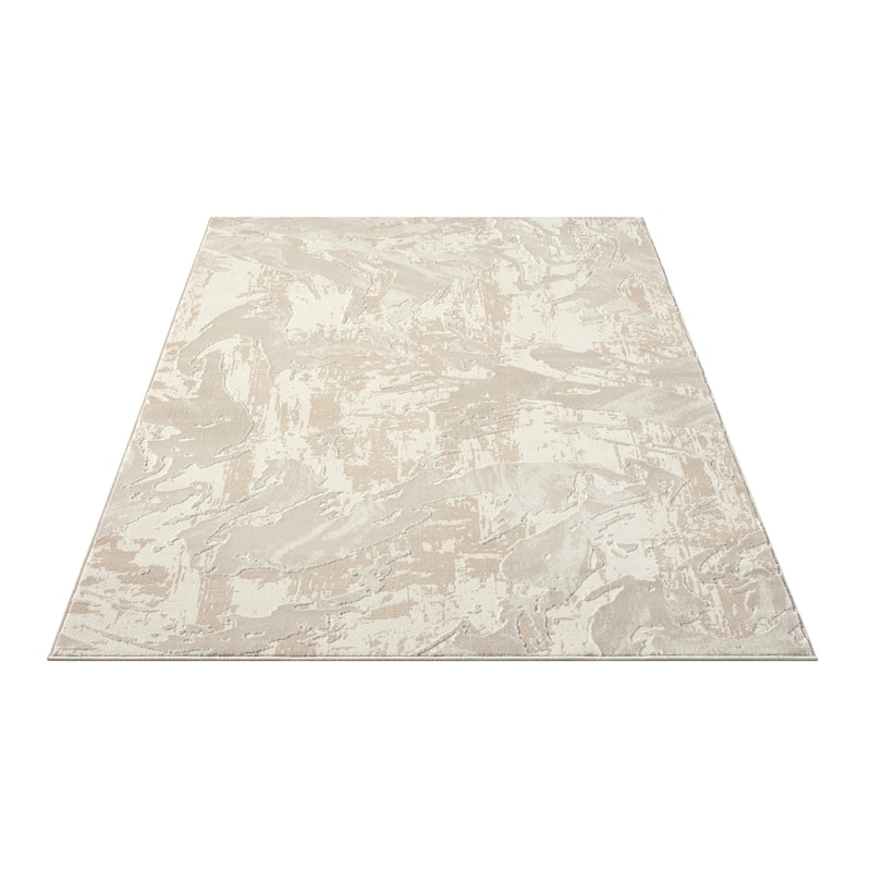 Abani Rugs TER110A Cream Beige Abstract Wavy Area Rug