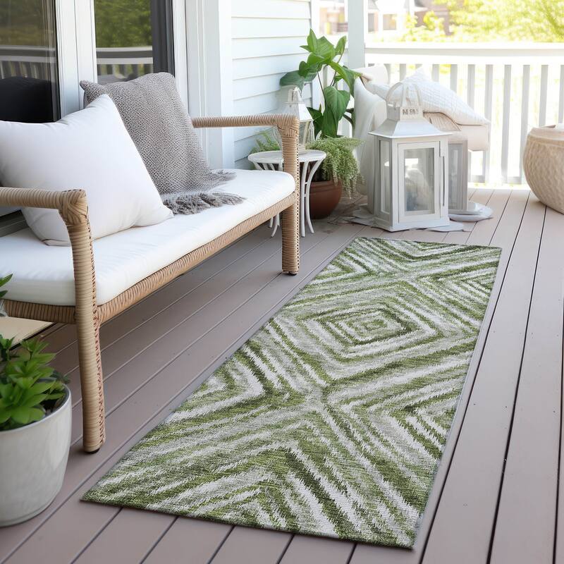 Machine Washable Indoor/ Outdoor Chantille Moroccan Boho Contemporary Rug - Aloe - 2'3" x 7'6"