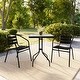 preview thumbnail 5 of 35, 23.5" Square Glass Metal Table with 2 Metal Aluminum Slat Stack Chairs