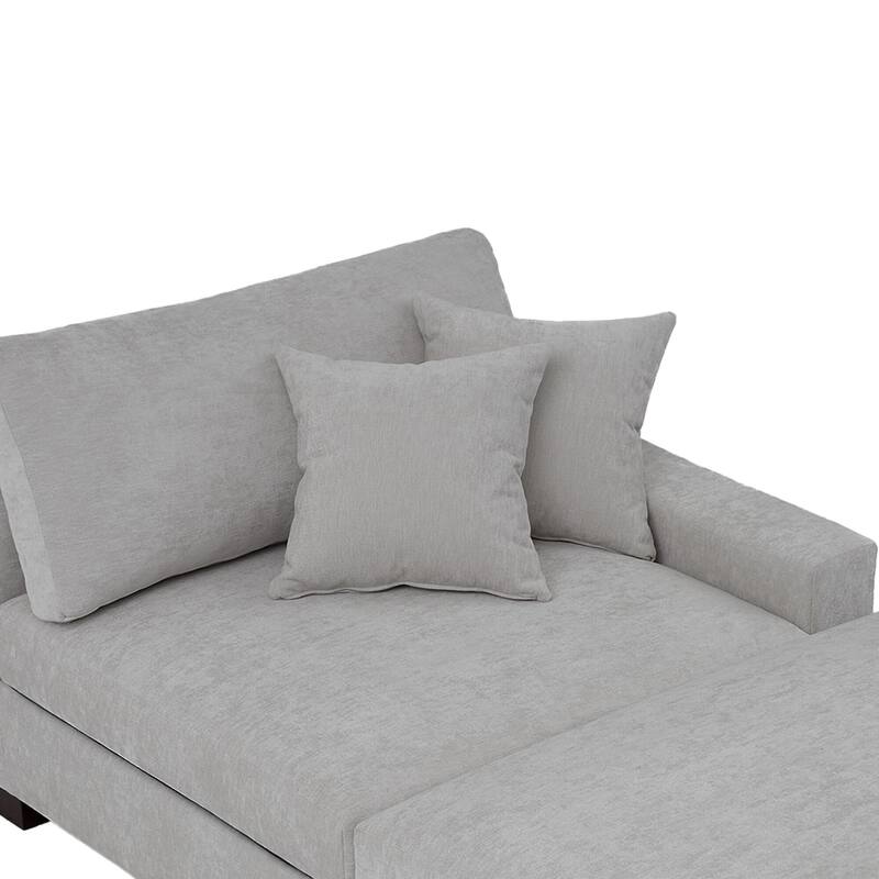Modern Chenille Chaise Lounge Set with Ottoman
