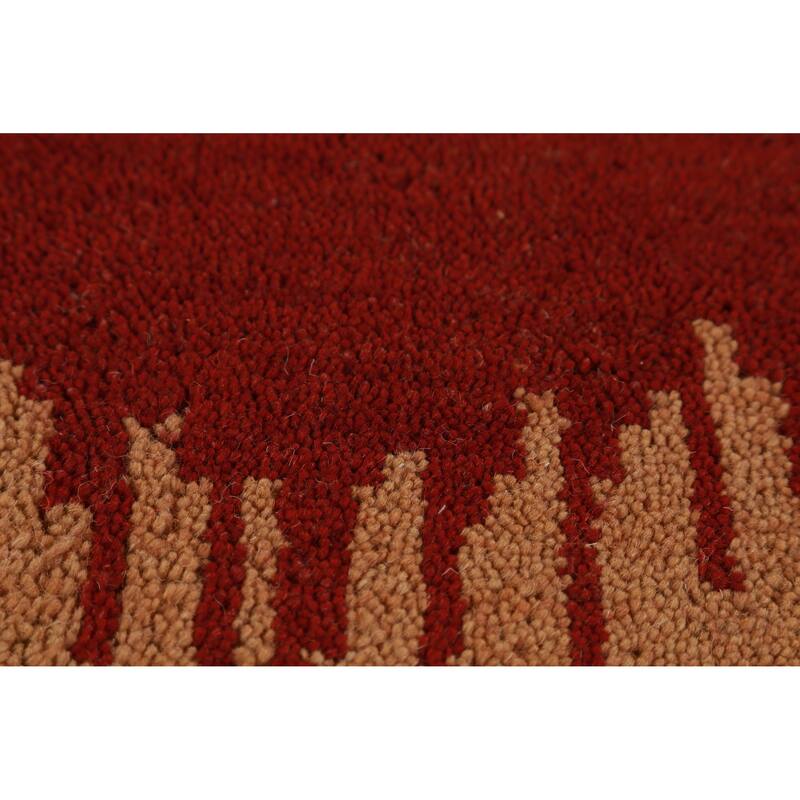 Hand Knotted Oriental 100% Wool Carpet Modern Geometric Oranges & Rust Moroccan Area Rug - 13' 4'' X 10' 0''