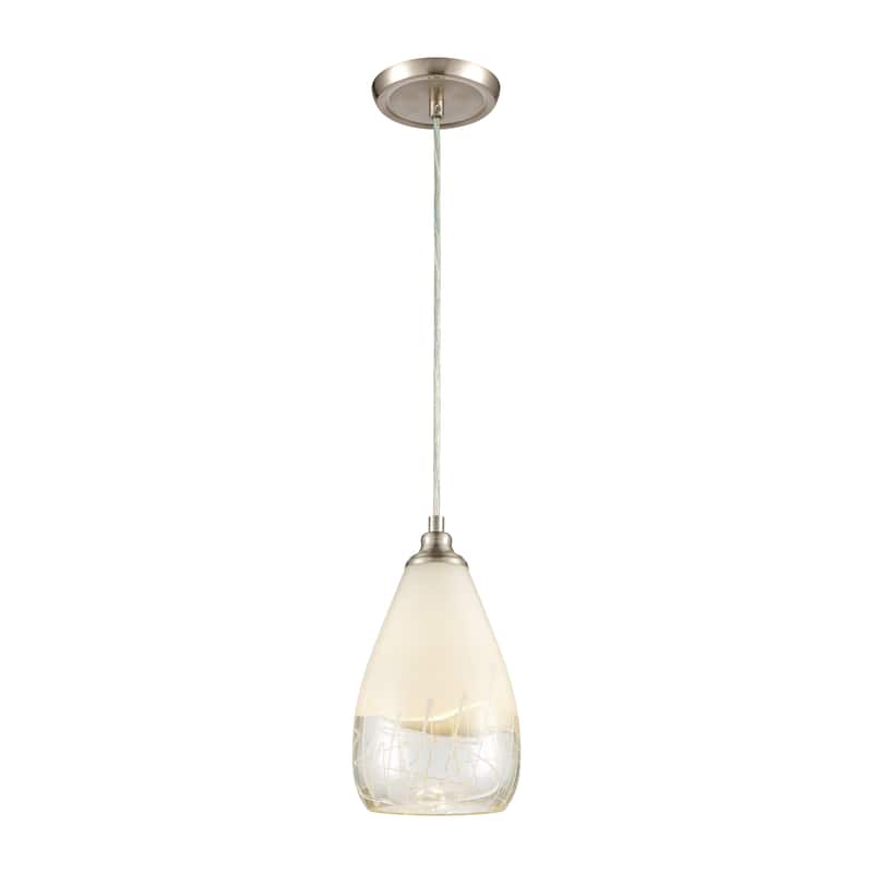 Elk Home Sugarcoat Nickel With Ivory Etched Glass 1 Light Pendant