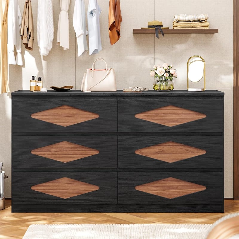 Dresser for Bedroom Chest of Deep Drawers Storage Dressers Organizer - 6-drawer