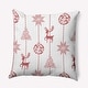 preview thumbnail 1 of 2, Christmas Lines Indoor/Outdoor Throw Pillow White - 16" x 16"