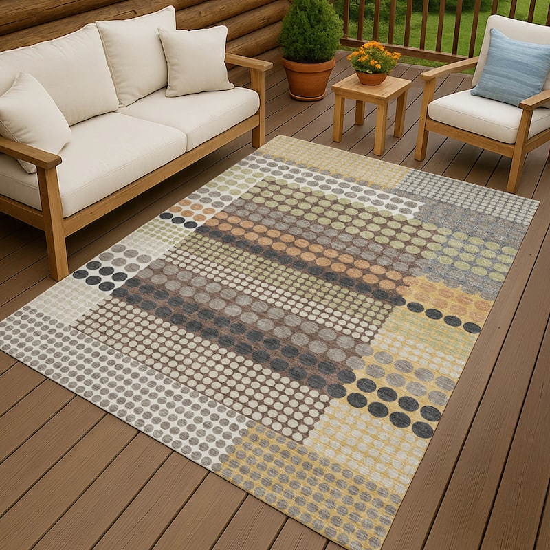 Machine Washable Indoor/ Outdoor Casual Dotty Chantille Rug - Taupe - 5' x 7'6"