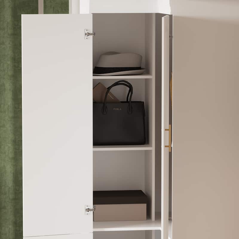 93.9"H/74.2"H Armoires Wardrobe Closet Cabinet Hanging Drawers Storage