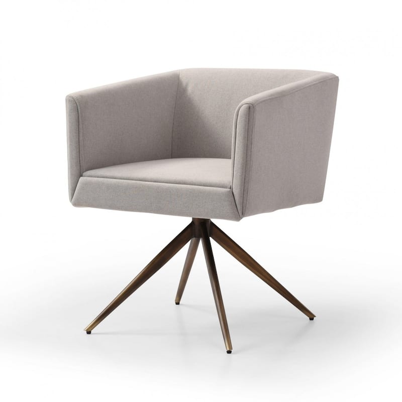 Brass Upholstered Fabric Dining Arm Chair with Metal Legs and Support - 24.80” x 25.20” x 30.30”