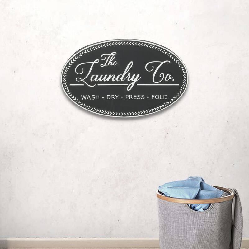 Calix Black Metal Laundry Co Wall Sign - Black