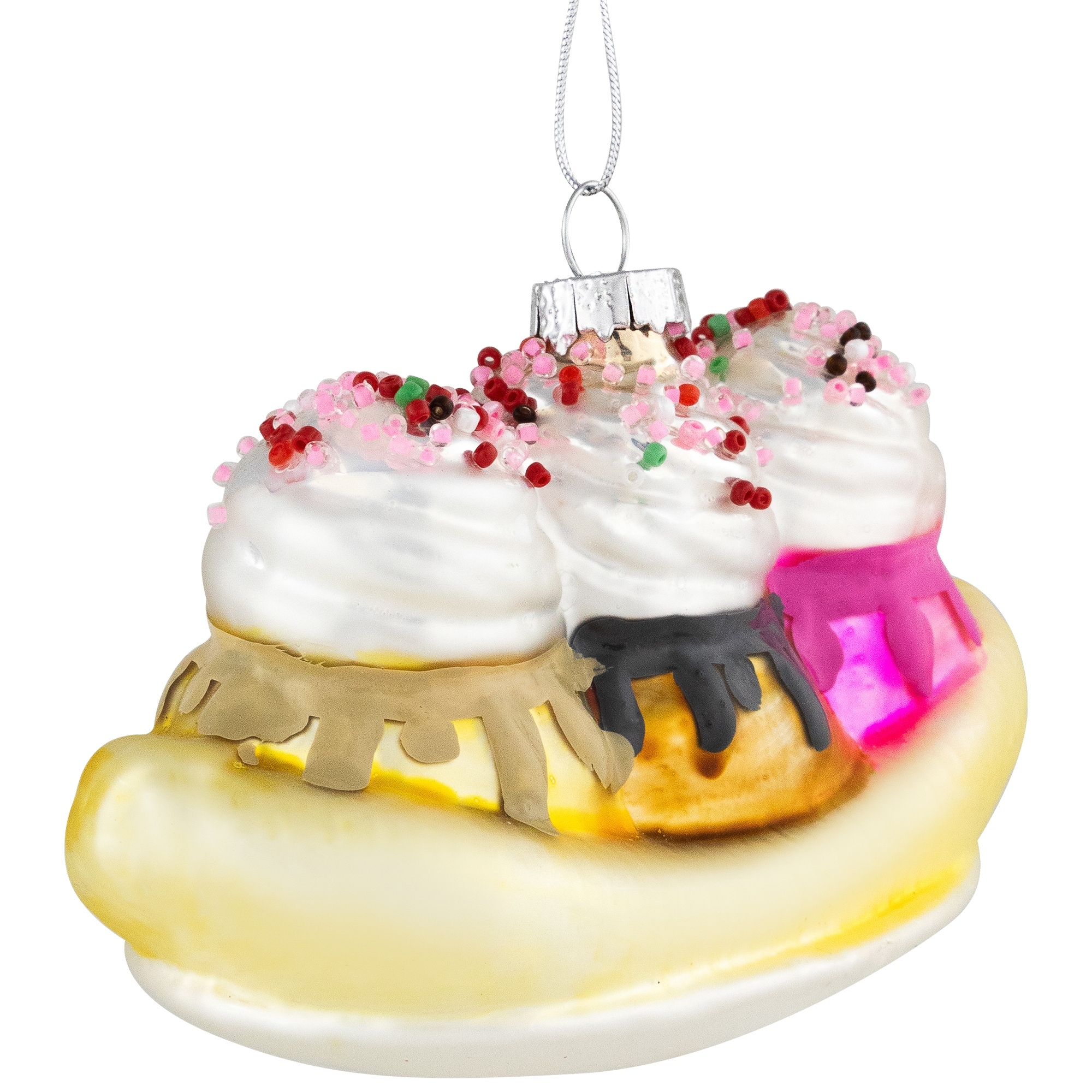 5" Banana Split Glass Christmas Ornament - 2.5"