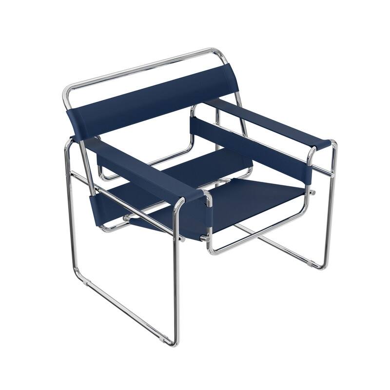 Momei Mid-Century Modern Saddle Leather Accent Chair with Stainless Steel Chair Leg