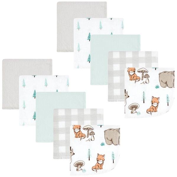 slide 1 of 1, Hudson Baby Flannel Washcloths, Neutral Woodland Pals 10Pk, One Size - Neutral Woodland Pals 10Pk - One Size One Size - Neutral Woodland Pals 10Pk