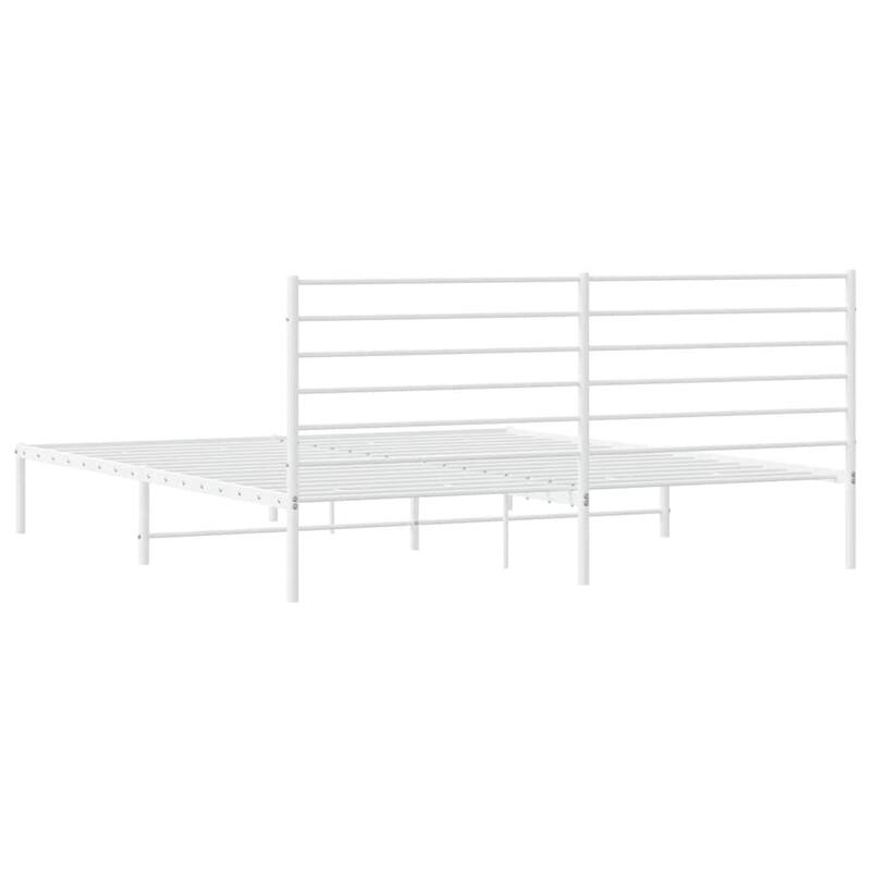 vidaXL Metal Bed Frame with Headboard, No Mattress