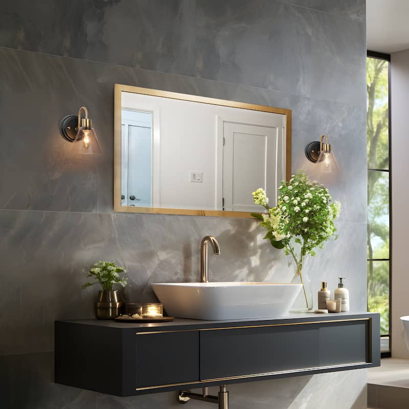 Nalia Modern Brass1-Light Wall Sconces Dimmable French Country Glass Bathroom Vanity Light