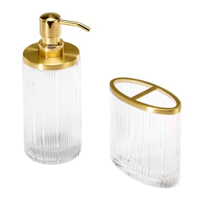 Nicole Miller Louise Toothbrush & Lotion Dispenser Set - Bath Acc 2pc Set - TB, LP