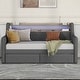 preview thumbnail 2 of 6, Twin Size Daybed with Storage Drawers, Upholstered Daybed with Charging Station and LED Lights
