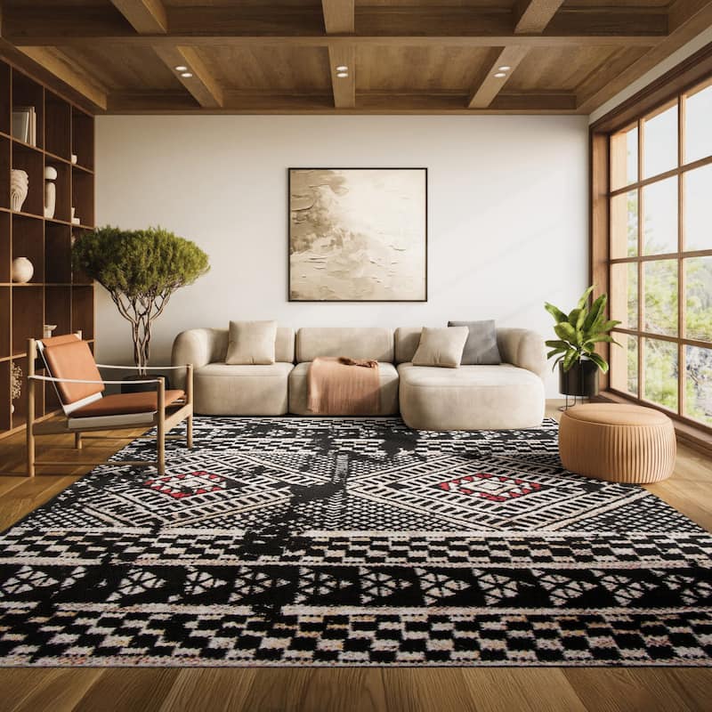 SAFAVIEH Adirondack Goldie Moroccan Boho Distressed Rug - 9' x 12' - Black/Light Grey