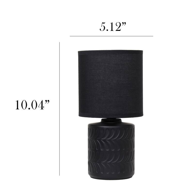 Modern Textured Ceramic Table Lamp with Fabric Drum Shade Compact Accent Lighting Multiple Colors