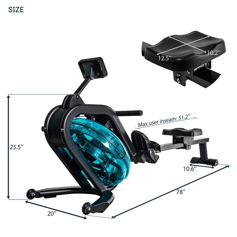Water Rowing Machine Rower with LCD Monitor