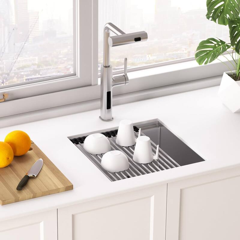 Lefton 17"x17" Stainless Steel Single Bowl Kitchen Bar Sink, Undermount Workstation Sink for RV, 10" Deep, BS2501 - N/A