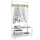 3 in 1 Industrial Coat Rack with 2-tier Storage Bench and 5 Hooks - 35. ...