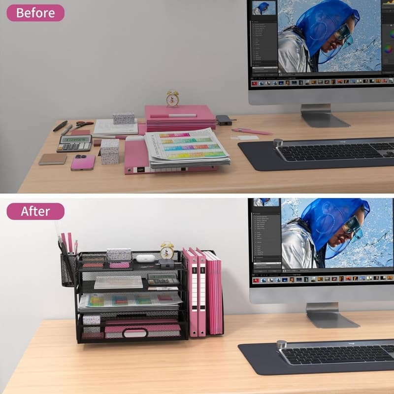 Desk Organizer with File Holder Black