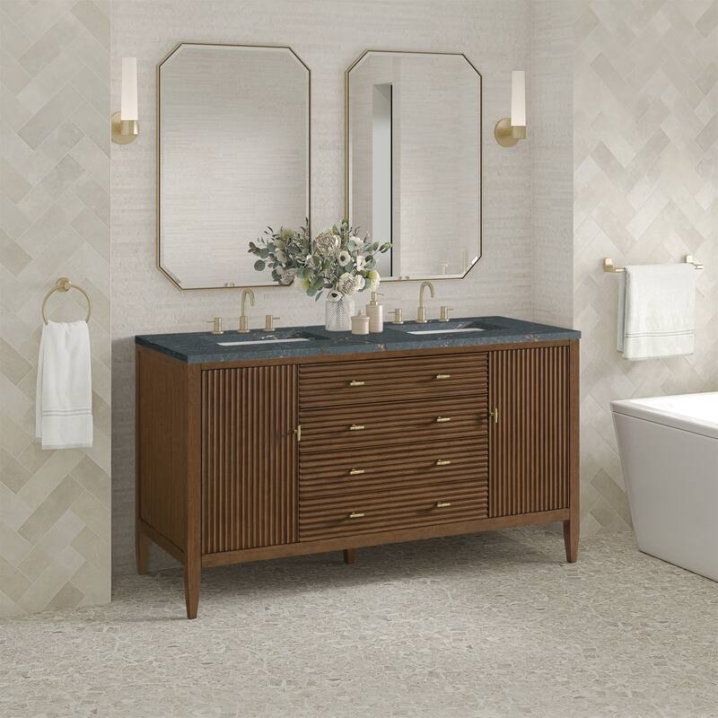 James Martin Vanities 485-V60D-3PBL Myrrin 60" Double Basin Wood