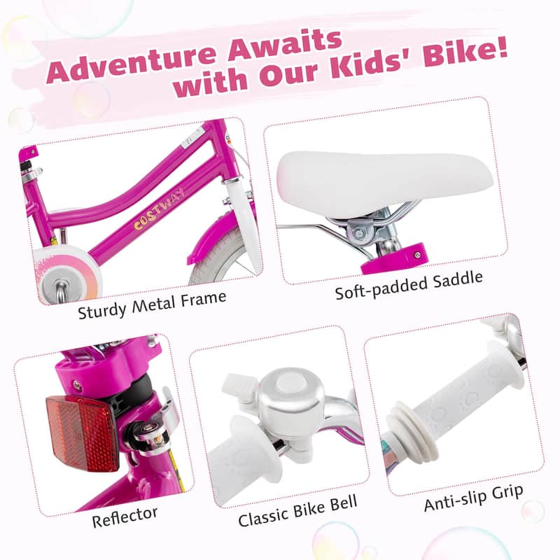 Costway 16" Kids Bicycle with Basket Doll Seat Colorful Streamers - See Details