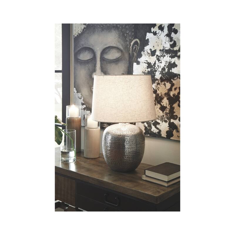Magalie 23 Inch Metal Table Lamp - Antique Silver Finish