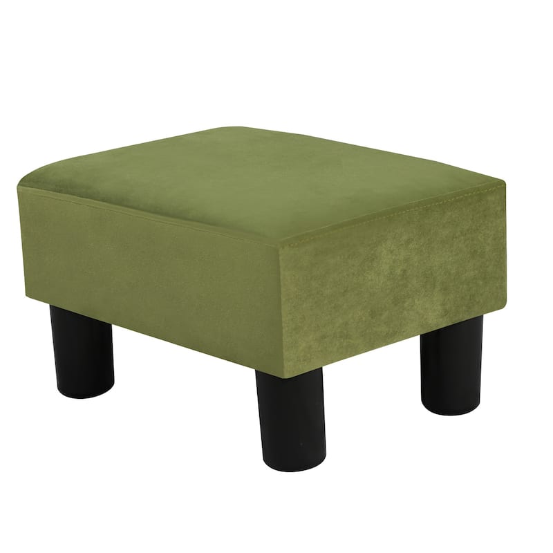 Adeco Small Rectangular Ottoman Modern PU Leather Footrest Stool Chair