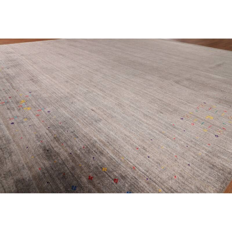 Earth Tone Gabbeh Square Area Rug Silk Carpet - 10'1" X 9'10"