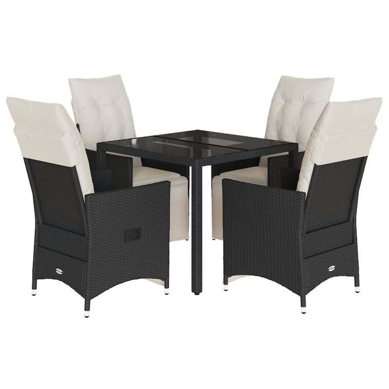 vidaXL Garden Dining Set Black and Cream White - 23.2 x 22.0 x 36.2
