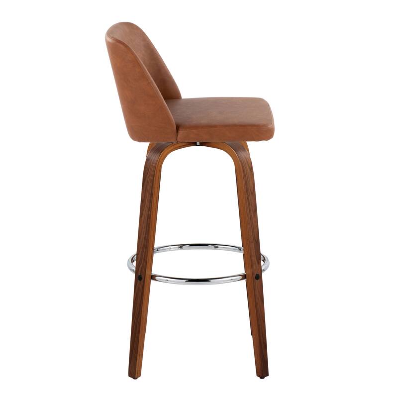 Carson Carrington Vallberga 30" Fixed-Height Bar Stool with Walnut Wood Base (Set of 2)