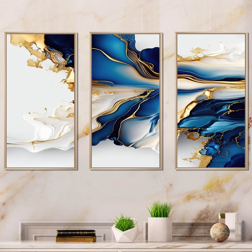 Palm Beach Paradise by Allison Cosmos, Set of 3, in Gold Framed Paper,  Large Art Print