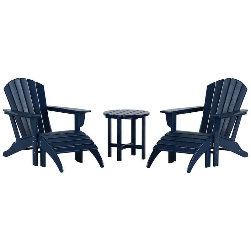 Altura Outdoor Eco-Friendly All Weather Adirondack Chair with Ottoman and Side Table (5-Piece Conversation Set)