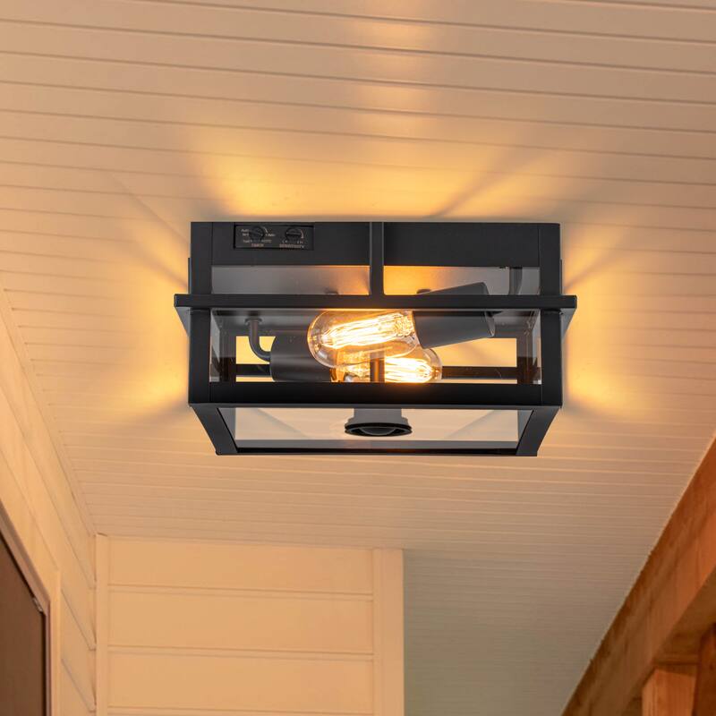 C Cattleya 2-Light Motion Sensor Outdoor Flush Mount Ceiling Light