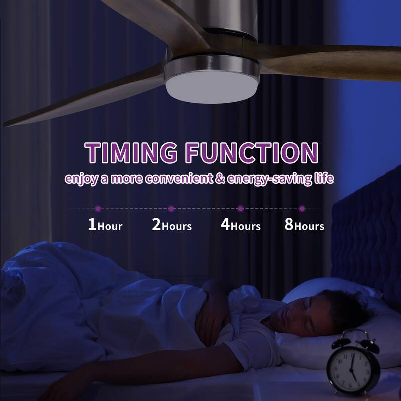 52 Inch Low Profile Ceiling Fan with Lights Remote and Wall Control
