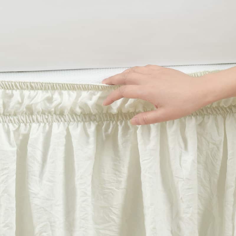 Lush Decor Ruched Ruffle Elastic Easy Wrap Around Bedskirt