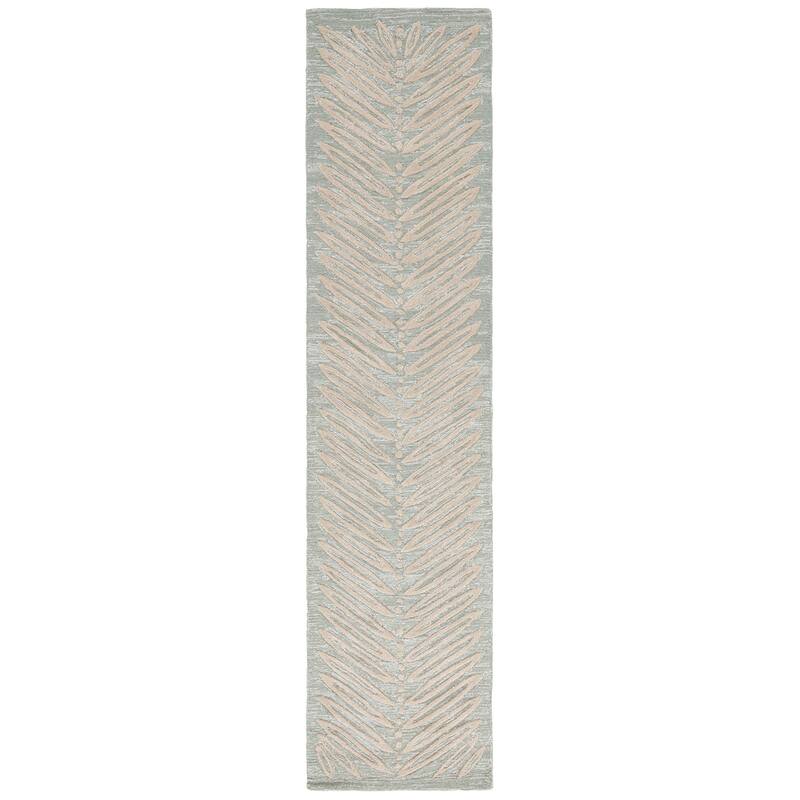 Martha Stewart by SAFAVIEH Chevron Leaves Wool/ Viscose Rug - 2'3" x 10' Runner - Oolong Tea Green