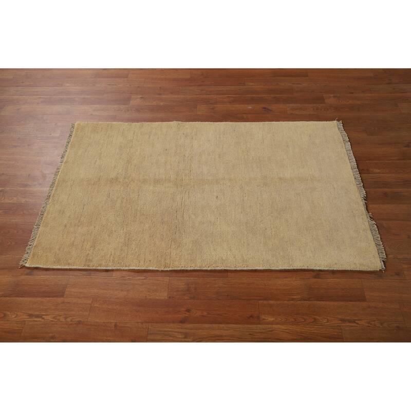 Gabbeh Oriental Foyer Rug Hand-Knotted Solid Wool Carpet - 2'9"x 4'1"