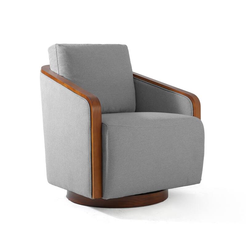 Mid-Century Modern Swivel Accent Armchair Chenille Upholstered Chairs